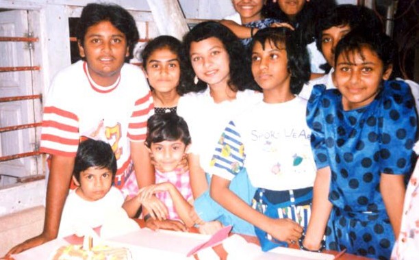 Rani during celebrating 10th birthday celebrations at her home near Juhu. You can also see her cousin Sharbani Mukherjee in the picture.