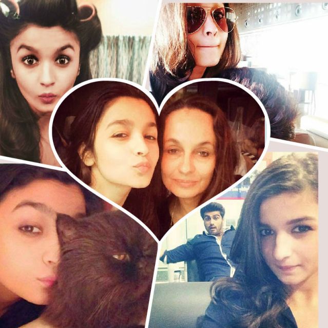Alia Bhatt is a self-confessed selfie addict. Here's a collage of some of her best selfies.