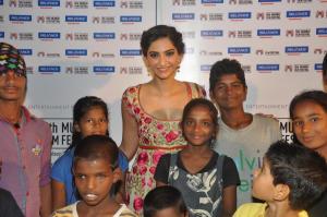 Sonam Kapoor at the MAMI last year with the talented street kids of the documentary Little Big People
