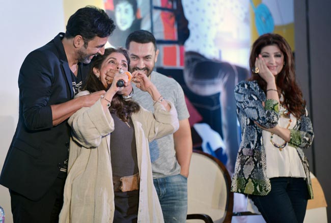 Akshay Kumar jokingly tries to gag his mother-in-law Dimple Kapadia at Twinkle Khanna's book launch. (Picture used for representation of the word "Bollywood" and has no connection with the blog content) 