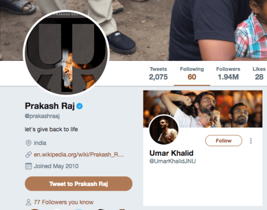 Prakash Raj and Umar Khalid